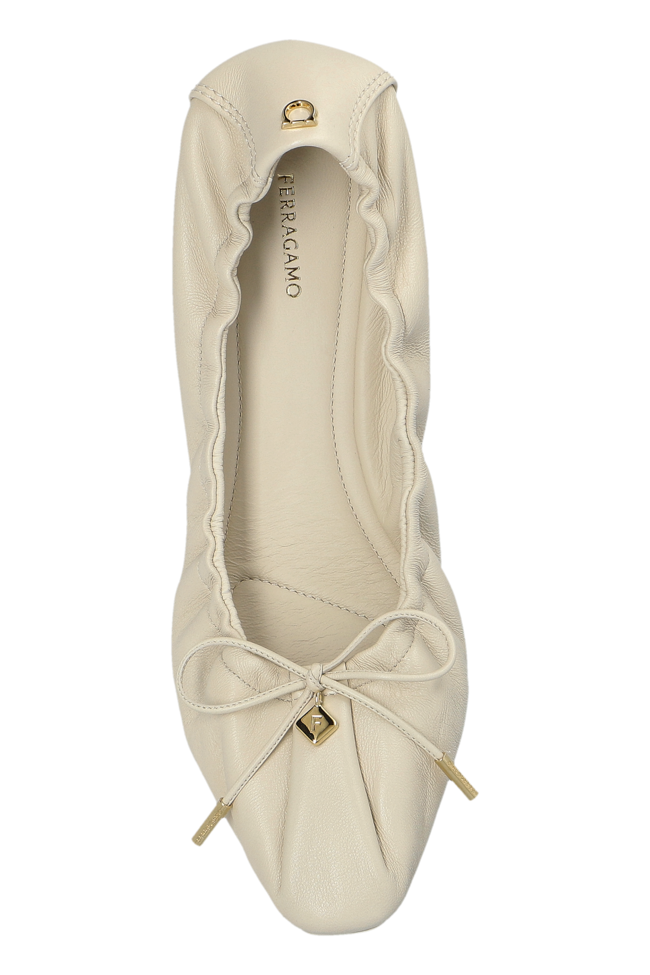 フラットシューズ FERRAGAMO Woman Ballet flats White 0777437 MASCARPONE Zina leather ballet flats in white - Ferragamo | Mytheresa